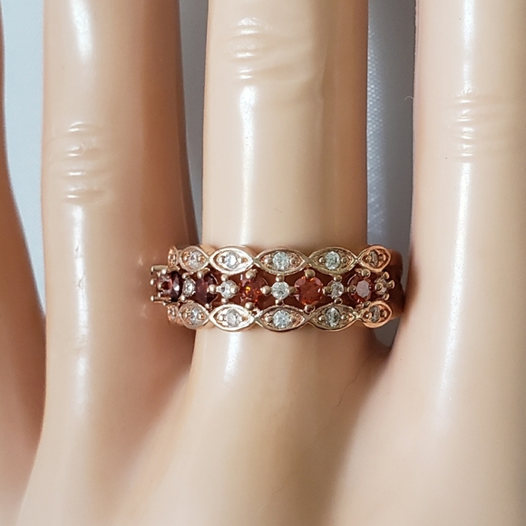 Rose Gold Red Stack Ring - Picture 8 of 8
